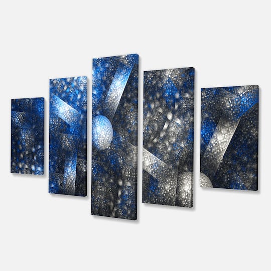 Designart - Crystal Cell Dark Blue Steel Texture - Contemporary Wall Art Canvas